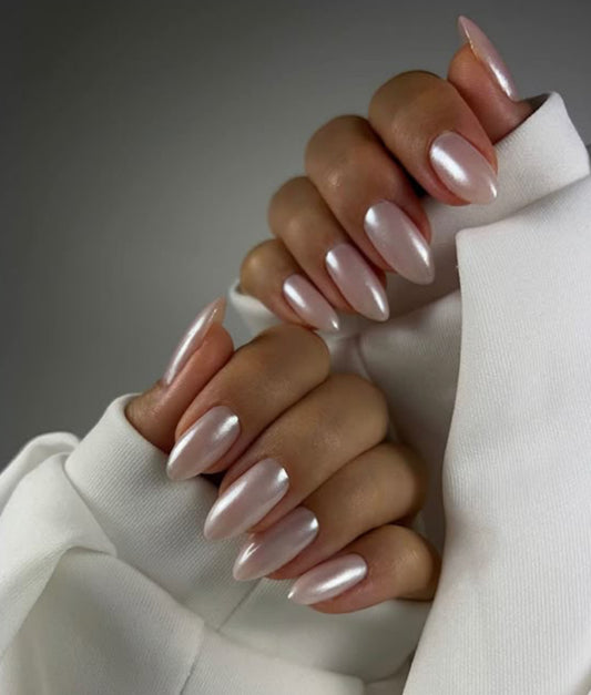 Pearl Chrome press on nails