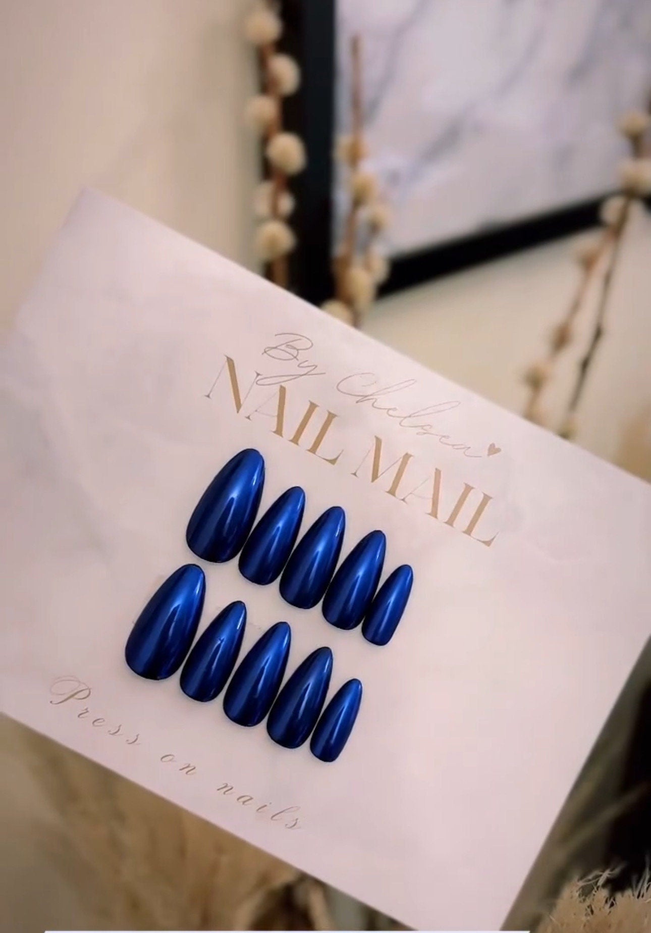 Dark Blue mirror Chrome Nails