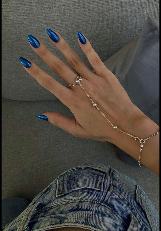 Dark Blue mirror Chrome Nails