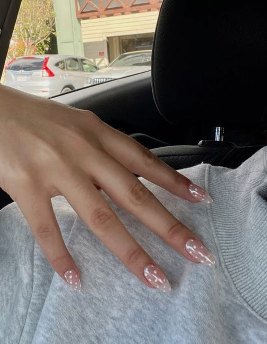 Chrome polka dot press on nails