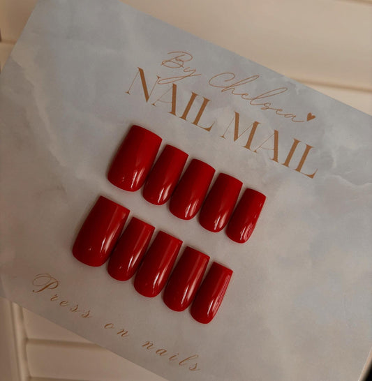 Red press on nails