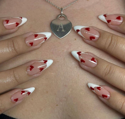 Heart French Tip Nails