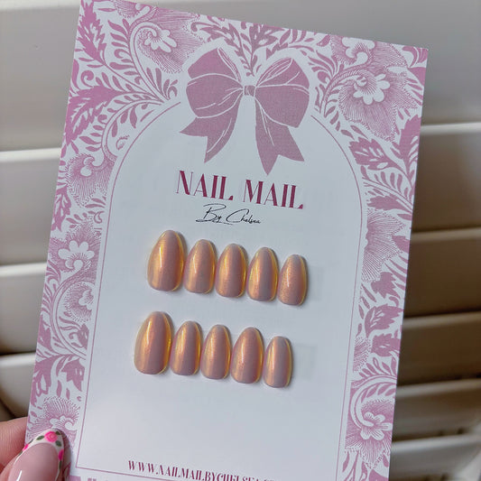 Sunset chrome press on nails