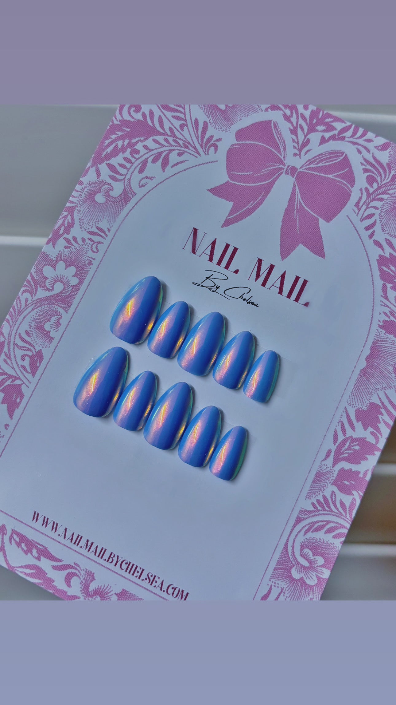 Chrome press on nails blue chrome