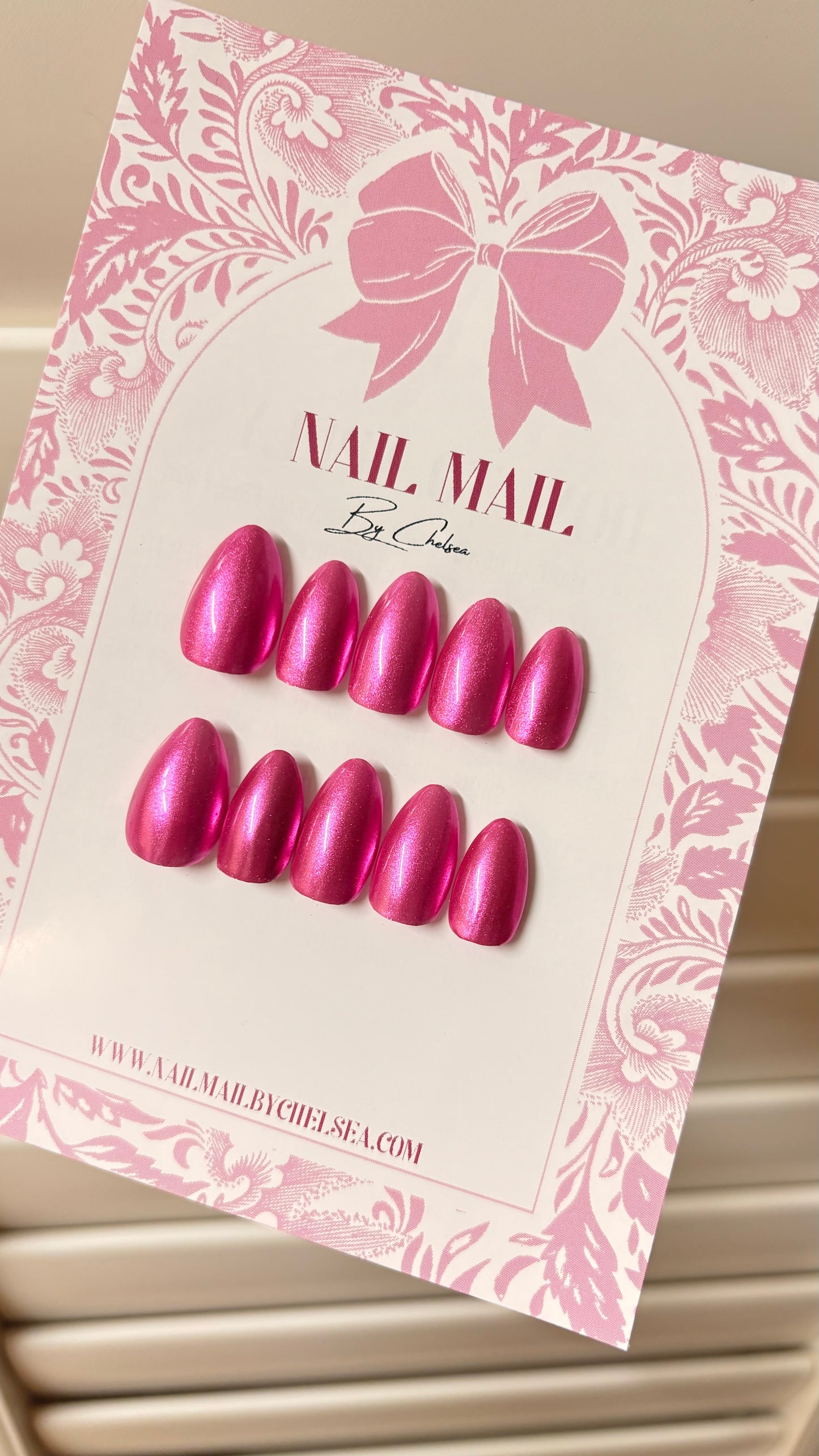 Pink Chrome press on nails