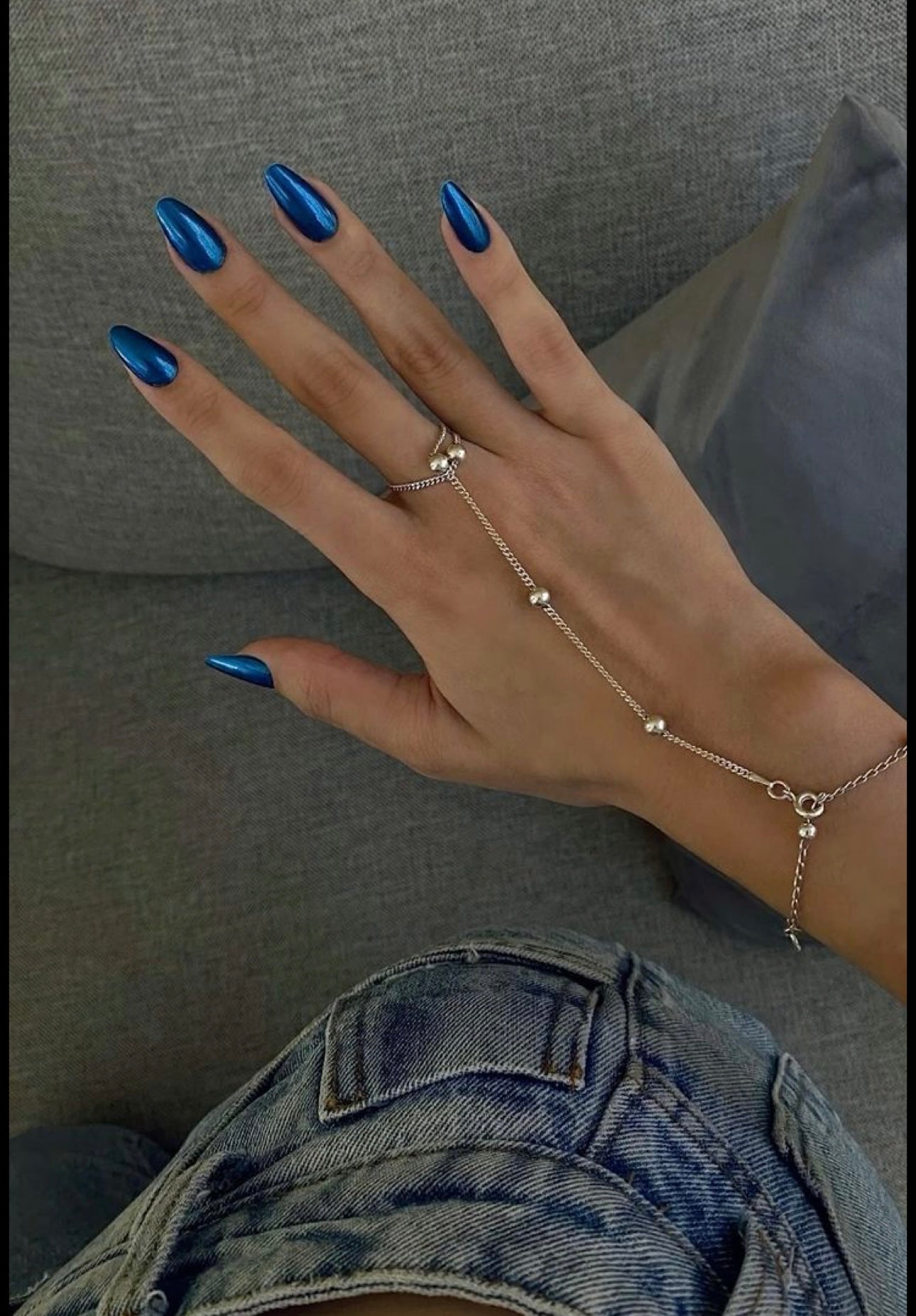 Dark Blue mirror Chrome Nails